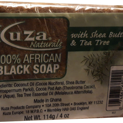 African Black Soap - Kuza Naturals Tea Tree 100% African Black Soap 114g