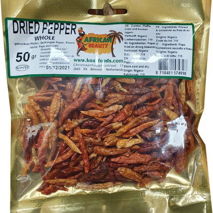 African Beauty Dried Pepper Whole 50 g