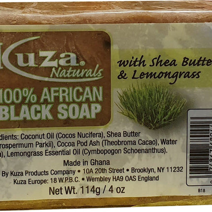 African Black Soap - Kuza Naturals Lemongras 100% African Black Soap 114g