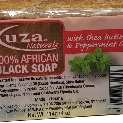 African Black Soap - Kuza Natural African Black Soap Shea Butter Peppermunt Oil 114 g