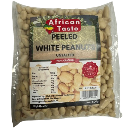 African Taste Peeled White Peanuts Unsalted 500 ml