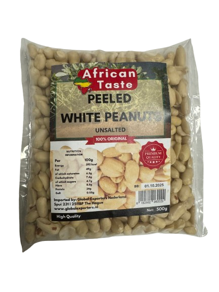 African Taste Peeled White Peanuts Unsalted 500 ml