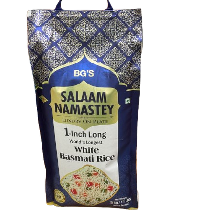 BG'S Salaam Namastey White Basmati Rice 1-inch Long 5 kg